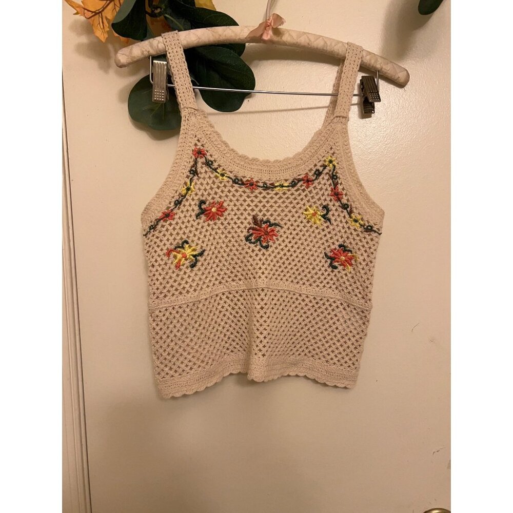 Rebellion Again/Coquette Crochet Tank Boho Size Medium - Picture 1 of 9